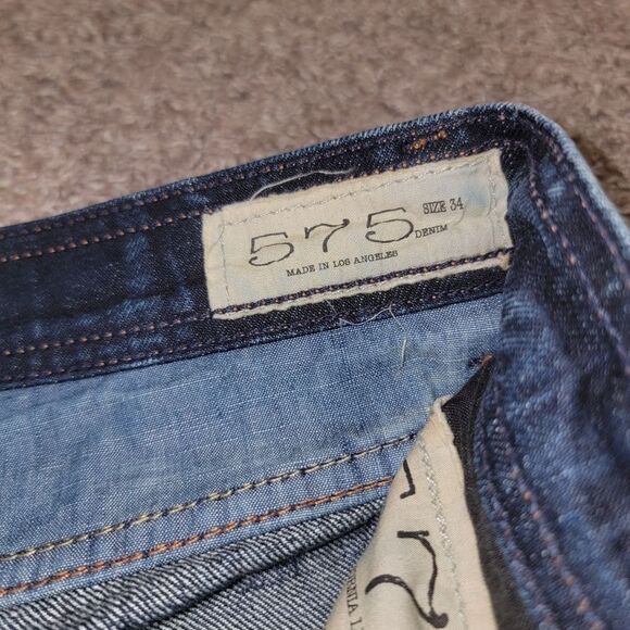 575 California Lifestyle Denim Distressed Bootcut Button Fly Jeans Size 34 x 35 - Picture 6 of 16